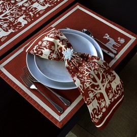 Vern Yip by SKL Home Harvest Otomi Napkin (4-Pack),Rust