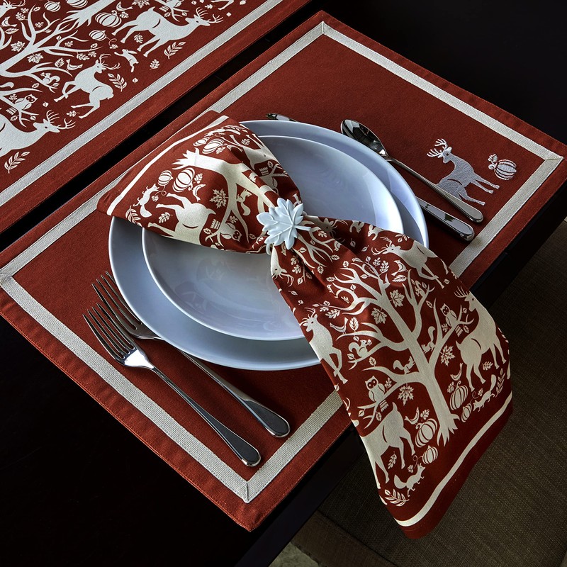 Vern Yip by SKL Home Harvest Otomi Napkin (4-Pack),Rust