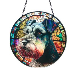 d'ears - Giant Schnauzer - Acrylic Suncatcher with Chain - 6 Inch Diameter - Dog Art - Made in The USA