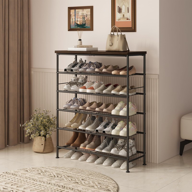 SUOERNUO Shoe Rack Organizer 6 Tier for Closet Entryway Free