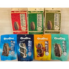 HealthEmpire for ChaCha Sunflower Seeds different Flavor Variety packs (7 flavors, spice, coconut, natural, chinese pecan, salted, caramel, si chuan pepper)