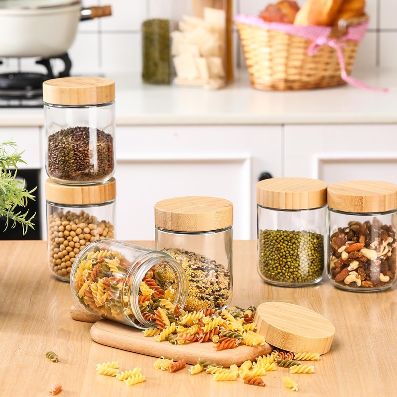 Suclain 6 Pcs 16 oz Glass Jars with Airtight Lids