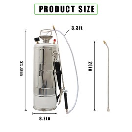 HOSTIC 3.5 Gallon Stainless Steel Sprayer Hand Pump Sprayer with Pressure Gauge Valve Adjustable Nozzle for Gardening Lawn and Cleaning