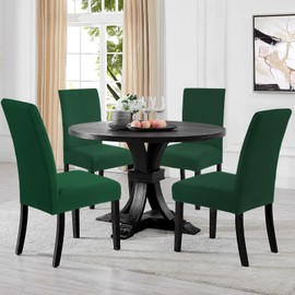 Yugarlibi Dining Chair Covers Set of 6 Stretch Chair Slipcovers Swing Chair Elastic Removable Dining Room Chair Covers Reusable Washable Chair Protector for Hotel Banquet Ceremony (Green, 6 pcs)