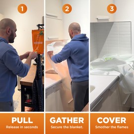 primyx Fire Blanket - 2 Pack - Emergency Fire Blanket for Home - Fiberglass Fire Suppression Blankets for Kitchen - Reflective Straps - 40x40 inches