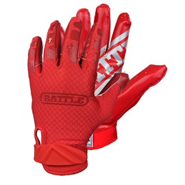 Battle Triple Threat Adult Receiver Gloves - Red, Medium