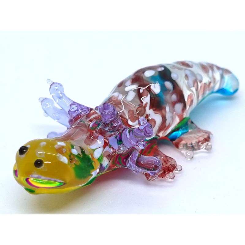 Sansukjai Axolotl Miniature Hand Blown Glass Art Figurines Animals Collectible