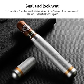 CIGARLOONG Stainless Steel Cigar Case Cigar Tube Portable Carrying Cigar Holder for Travel Outdoors,1Pcs (Silver)