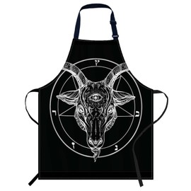 oFloral Baphomet Satanic Goat Head Bib Apron with Adjustable Neck for Men Women,Suitable for Home Kitchen Cooking Waitress Chef Grill Bistro Baking BBQ Apron