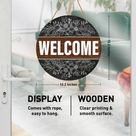 Welcome Sign for Front Door, Welcome Florals Hanging Sign for Home Front Door Porch Decor Rustic Wall Decorations Housewarming Gift for New House Home Apartment