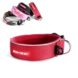 EZYDOG Extra Wide Neo Dog Collar | Dog Collar Small, Medium, Large Dogs, Reflective Dog Collar, Supreme Comfort, Soft Neoprene Material, Non-Corrosive (Red)