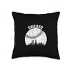 Chicago Skyline Baseball Fan Illinois Baseball Chicago Throw Pillow