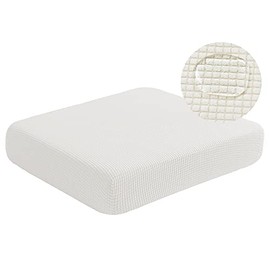 Water Repellent Sofa Seat Cushion Covers High Stretch RV Dinette Seat Covers Furniture Protector for Kids (Chair Cushion, Creamy White)