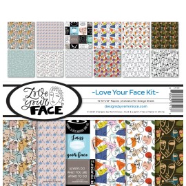 Reminisce Crafts 12X12 Paper Kit Love Your Face Faces Squiggle Lines Masks Miss Your Face