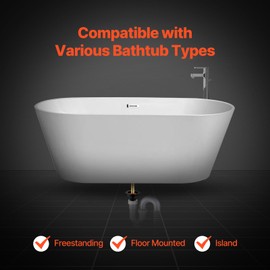 VEVOR ABS Freestanding Tub Drain Kit, 2 Brass Tail Pipes, Bathtub Drain Rough-in Kit, with ABS Adapter of Tailpiece, Compatible with Freestanding Bathtubs, Floor Mounted Bathtubs and Island Bathtubs