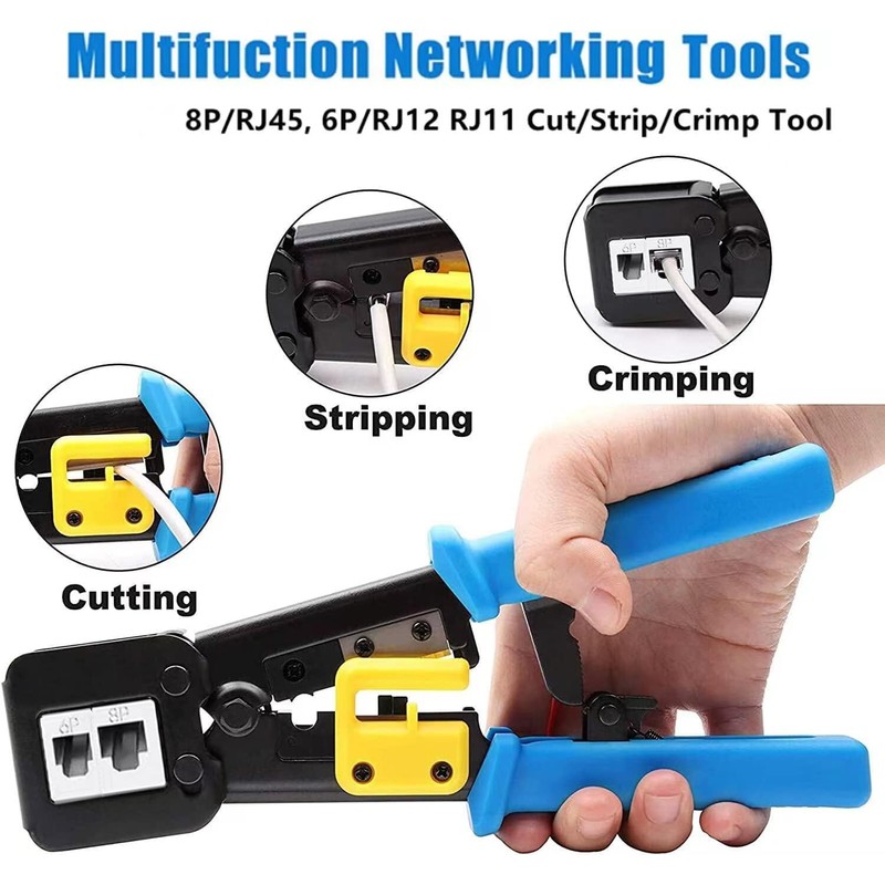 Gaobige RJ45 Crimp Tool Kit Pass Through, Cat5 Cat5e Cat6