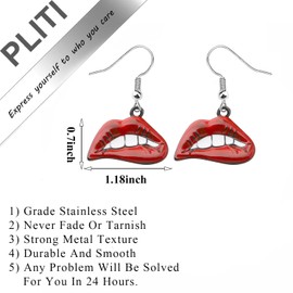 PLITI Rocky Horror Show Inspired Gift Horror Movie Themed Gift Musical Film Gift Red Lips Earrings For Rocky Fans (red lips earringsU)