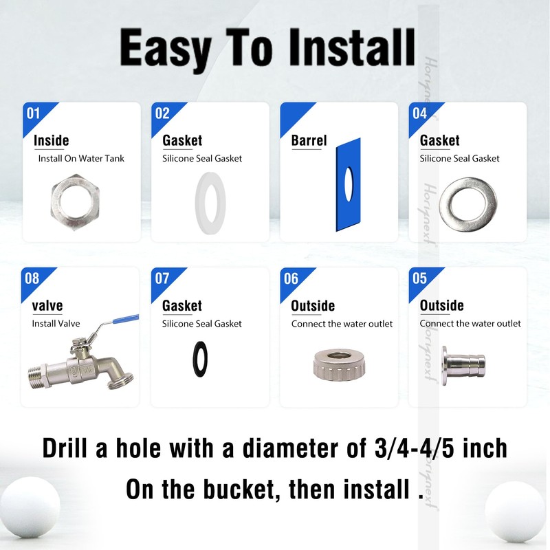 Horiznext 3/4" O.D. thread to 1/2 inch barb O.D. stainless