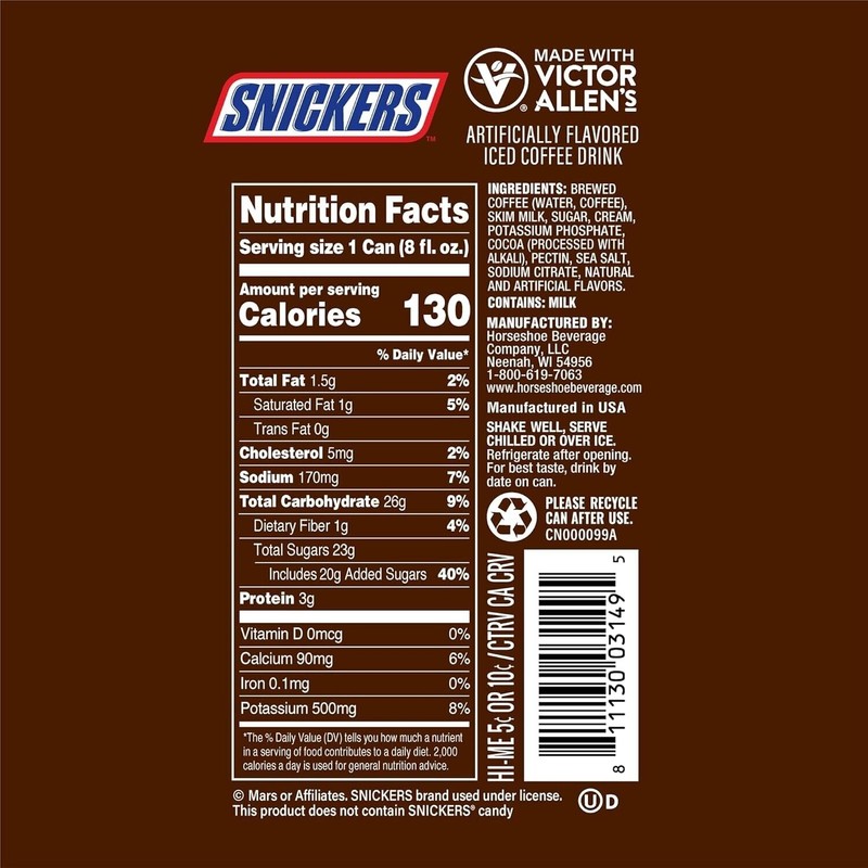 Allen Victor Allen's Coffee Snickers Iced Coffee Latte Ready to