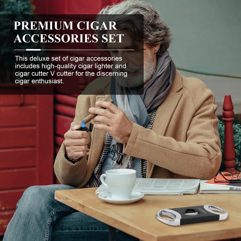 SCARRA Cigar Lighter, Multi-Function Torch Lighter and Cigar Cutter V
