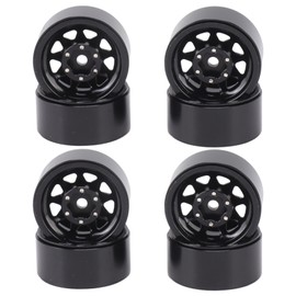 4Pcs Beadlock Wheels 1in Deep Groove Universal for Traxxas ATV RC Car Body Parts with Screws Black