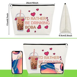 Boba Tea Lover Gifts Makeup Bag Boba Gifts for Girls Best Friend Daughter Sister Drinking Present for Woman Cosmetic Bag Christmas Birthday Present for Tea Lovers Friendship Travel Toiletry Pouch