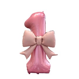 Pink Ribbon Book 1/2/3/4/5 Birthday Balloons Set Number Aluminum Foil Balloons Photo Props Birthday Party Decoration (Pink, 1 Year)