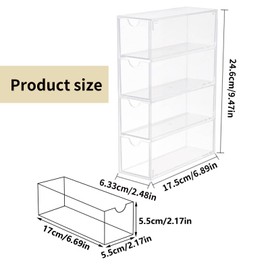 Gttyowyin 4 Drawer Clear Stackable Acrylic Sunglasses Storage Organizer for 4 Glasses