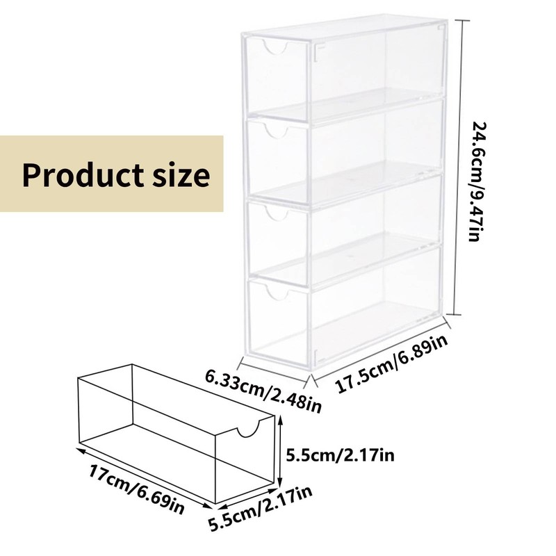 Gttyowyin 4 Drawer Clear Stackable Acrylic Sunglasses Storage Organizer for