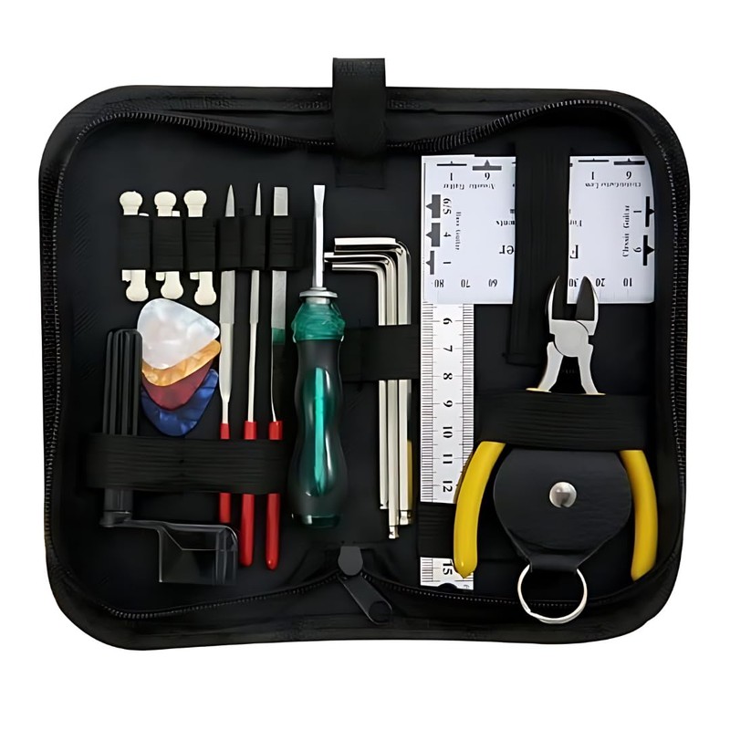 Complete 31-Piece Guitar Maintenance Tool Kit with Carrying Case- Suitable