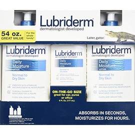 Lubriderm Daily Moisture Lotion Value Pack 2/24oz + 1/6oz = Total of 54 Oz.