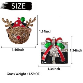 2 Pack Christmas Car Vent Clip Bling Car Accessories,Crystal Elk &ChristmasGift Box Car Vent Clip Air Freshener,Car Diffuser Vent Clip Diamond Car Decoration Car Essentials for Women (Gift Box+ Elk)