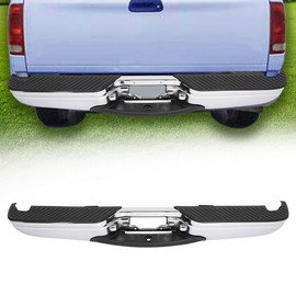 KUAFU Rear Bumper Assembly Compatible with 1997-2003 Ford F150/F250 Light Duty Styleside Regular Cab/Super Cab & 2004 Ford F150 Heritage Styleside FO1103101 Chrome + Powder Coated Silvery+Black