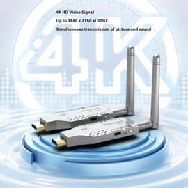 4K Wireless HDMI Transmitter and Receiver, 50m 164ft Wireless HDMI Extender 5G Kit Plug and Play USB Streaming Media Audio Video Extender with Antenna for PC TV Monitor