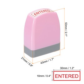 PATIKIL Entered Notice Stamp Self Inking, Red Ink Office Stamps Pre Inked Message Stamp Refillable Business Stamp, Pink