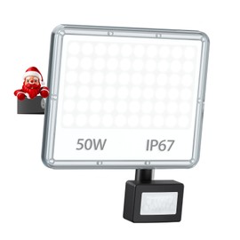 YIQIBRO 50W Flood Lights Outdoor Security Lights Outdoor Motion Sensor 5000LM 1 Piece, 6500K IP67 PIR Lights 0utdoor for Yard Lighting