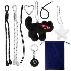 Georgie Porgy Handbag Accessories Bag Pendant for Women Adults Ladies Bags Charm School Bag Backpack Sports Bag Cute Keyring Birthday Gift for Girls, cat 8 ball star cool