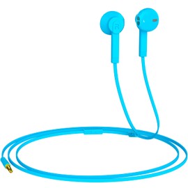 Auriculares de audio en la oreja con micrófono, control deslizante de volumen, cable con enchufe de auriculares de 3.5 mm para laptop, tableta, teléfonos inteligentes Android (paquete de 1) azul claro