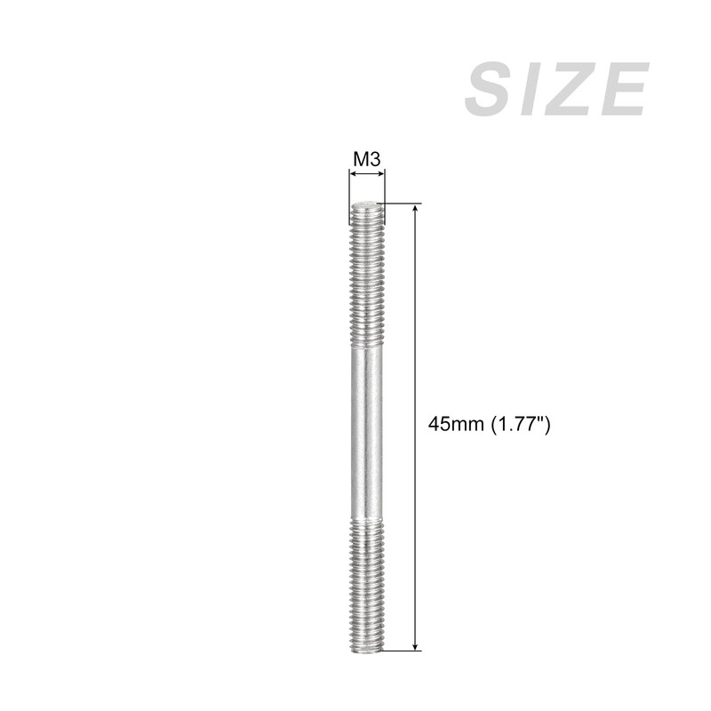 METALLIXITY Stud Bolts Rod Bolts Double Threaded M3 Screw 45mm