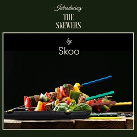 Skoo Barbecue Skewers Set - 7 Silicone Handled Stainless Steel BBQ Skewers + Sil
