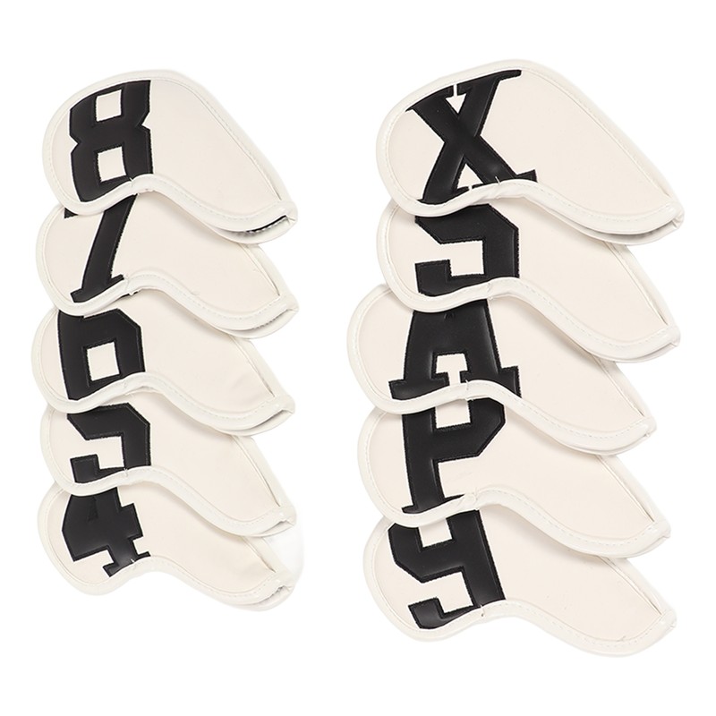 10pcs set PU Waterproof Golf Club Iron Cover Fine Sewing