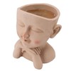 Men Face Flower Pot Hand Painting Resin Men Head Flowerpot