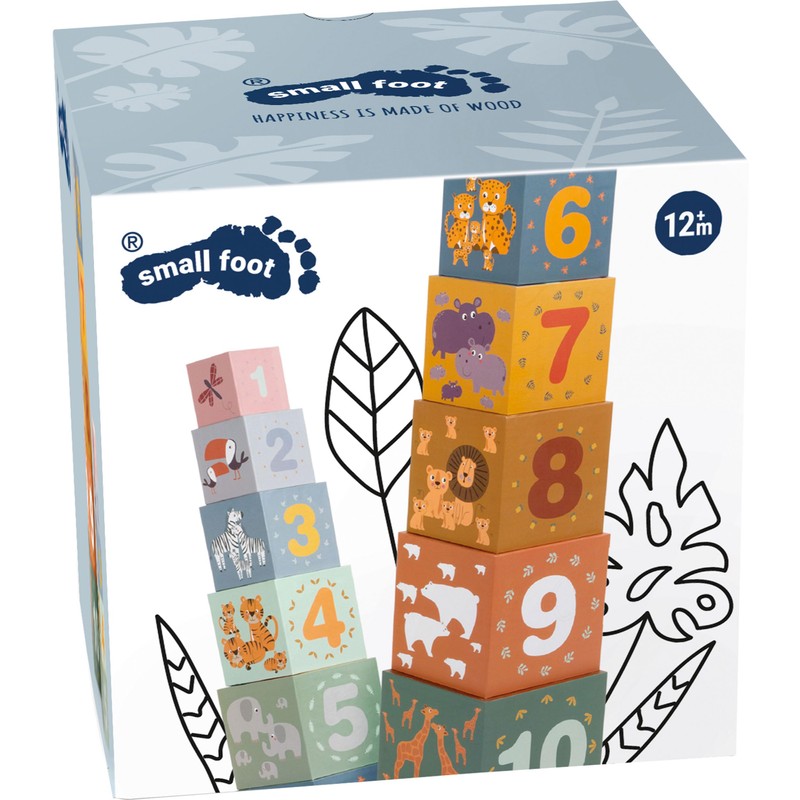 small foot Stacking Cube "Safari", Motor Skills Toy, Sorting Game