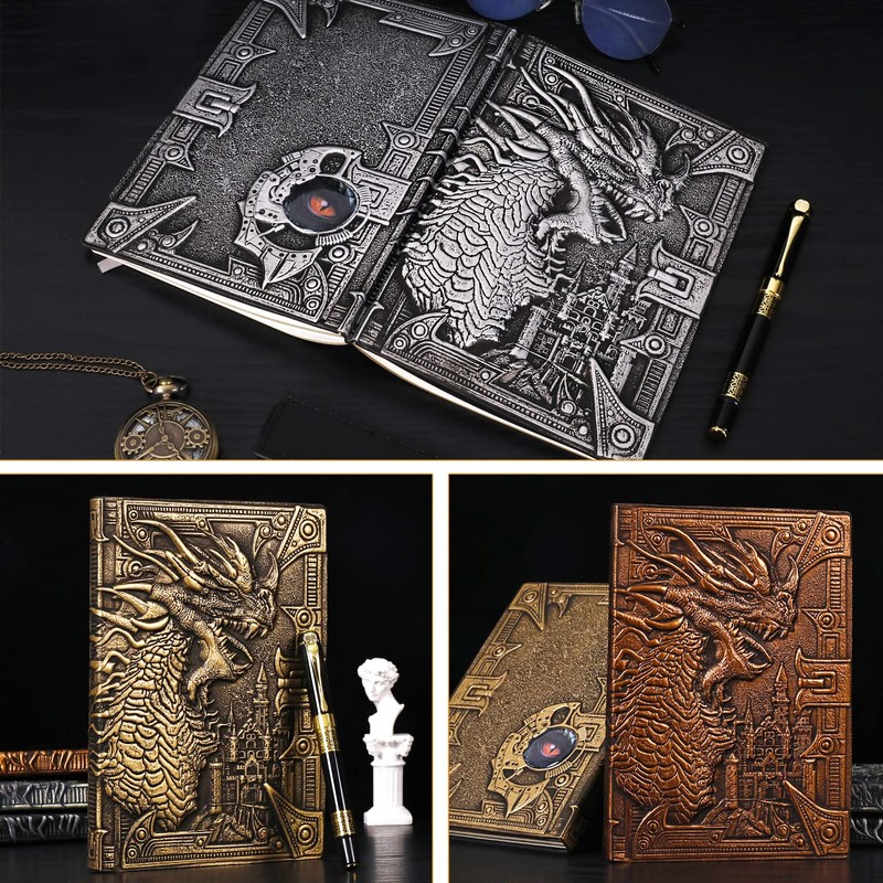 DND Dragon Notebook 3D Embossed Leather Diary A5 Antigue Travel