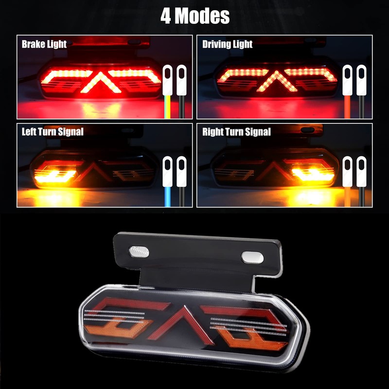 NWpangu 12V Motorcycle Tail Light Multi-Function Rear Light Universal LED
