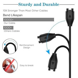 2 Pack Charger Compatible for Garmin Instinct 3 2, Vivoactive 6 5 4 4S 3 3Music, Forerunner 55 255 265 165 965 955, Approach S12 S44 S70 S62, Charging Cable with Charger Port Protector(USB-C+A)