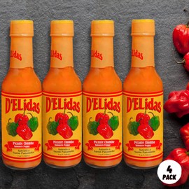 D'ELidas Habanero Hot Sauce, Natural Habanero Pepper Hot Sauce, Chombo Picante Sauce #1 in Panama, Non-GMO, Keto Friendly Food Habanero Sauce, 5 Fl Oz (Pack of 4)