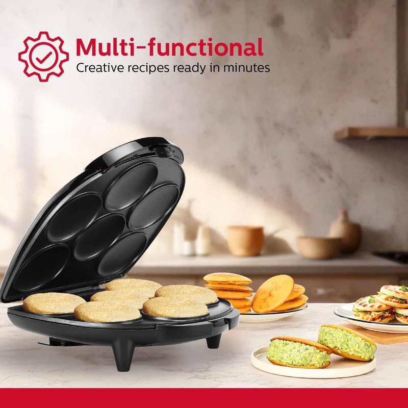Holstein Housewares Non-Stick 6-Section Multi-Food Maker - Arepas, Mini Pancakes,