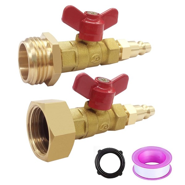 BesNPT RV Winterize Blowout Ball Valve Adapter with 1/4" Quick