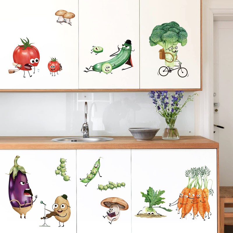 wondever Kitchen Wall Stickers Vegetables Fruits Peel and Stick Wall
